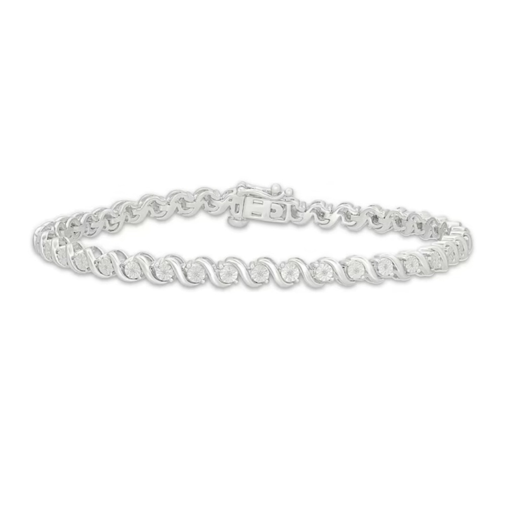 Kay Jewelers Lab-Grown Diamonds S-Link Bracelet 1/10 ct tw Sterling Silver 7